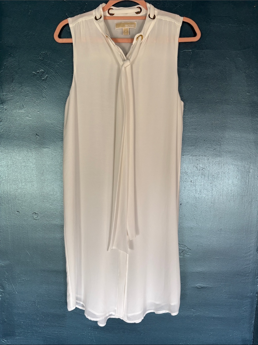 Michael Kors Cream Sleeveless Tie-Neck Midi Dress